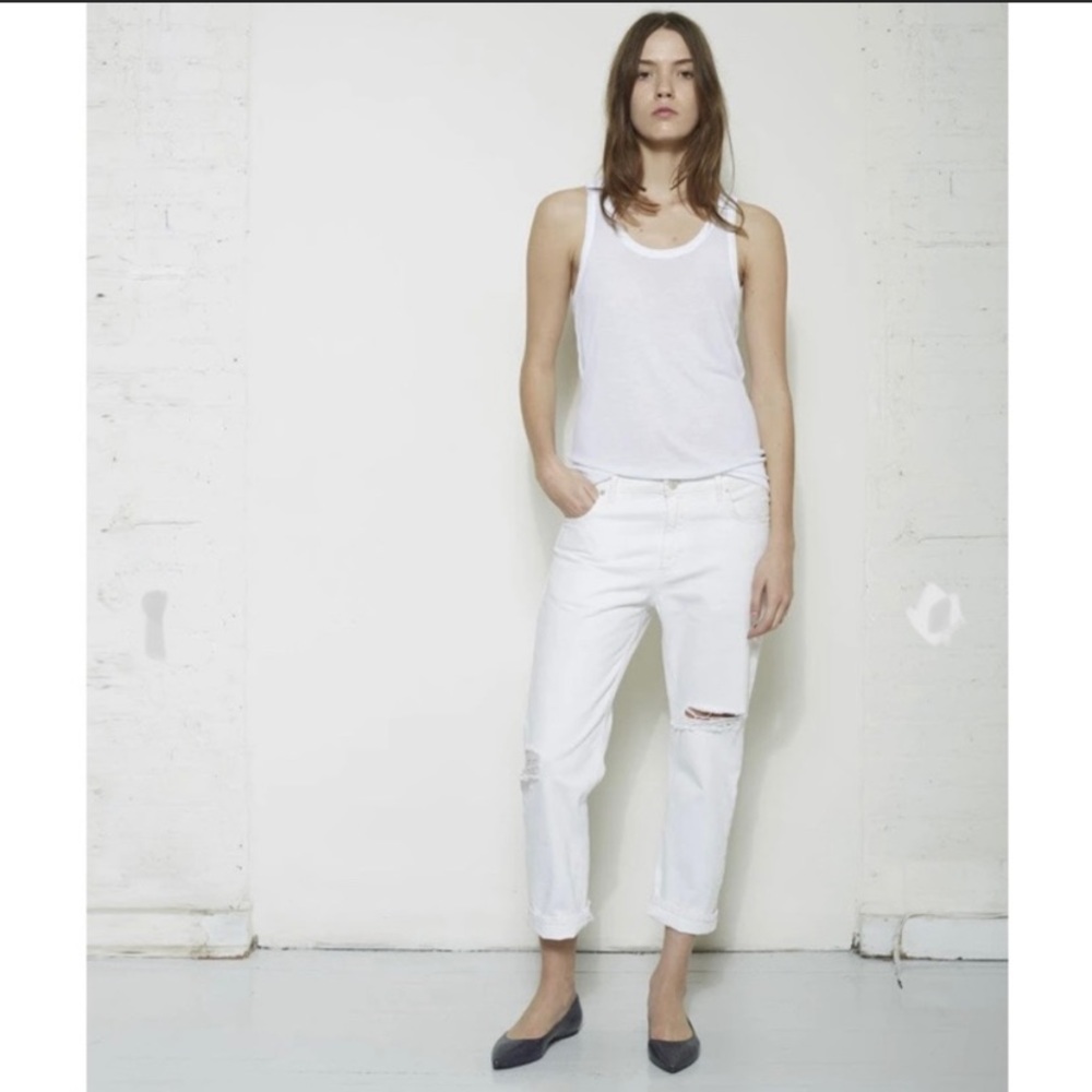 Acne Studios Pop White Trash Distressed Boyfriend Jeans Women's Size 36